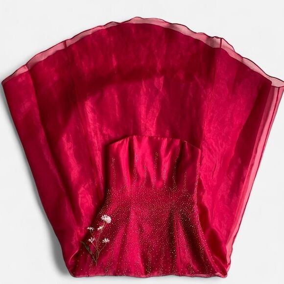 Y2K hot pink beaded prom dress - Picture 1 of 7